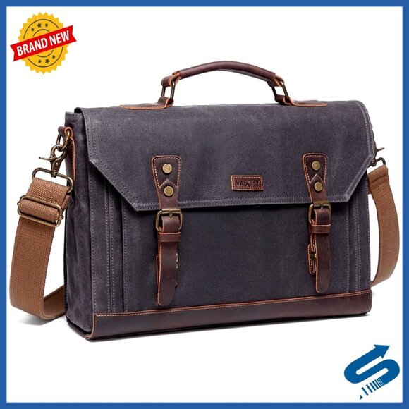 Other - Vintage Canvas Leather Messenger Bag Laptop Satchel Briefcase Business Casual